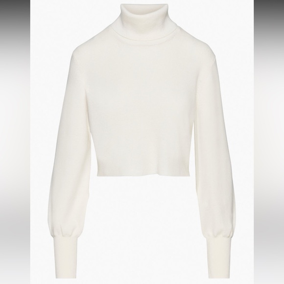 Aritzia Wilfred Rebecca merino wool cropped turtleneck sweater in Oak - XS - Picture 1 of 3
